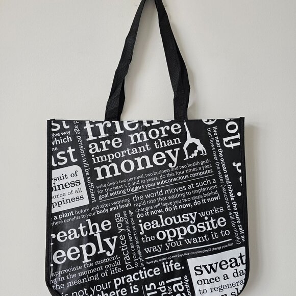 3 x New LULULEMON Black ORIGINAL MANIFESTO Reusable Shopping Gym Lunch Bag Large - Picture 2 of 6